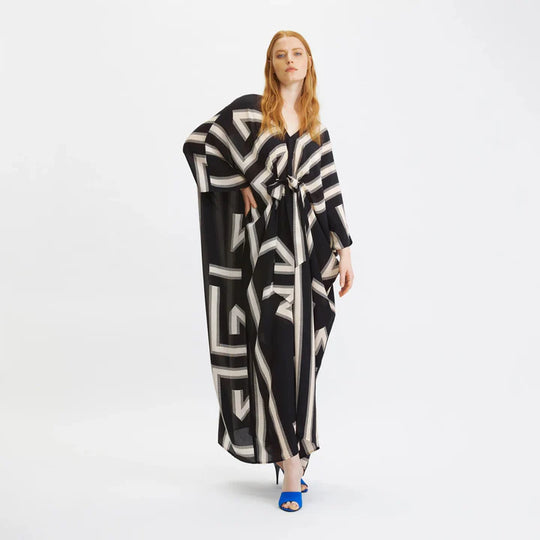 Maya Abstract Monochrome Flowy Kaftan