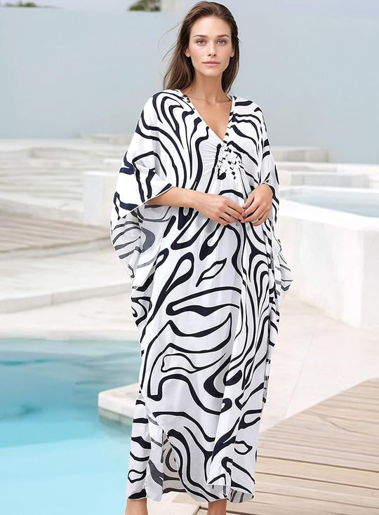 Leopard Tropical Resort Cotton Bamboo Kaftan