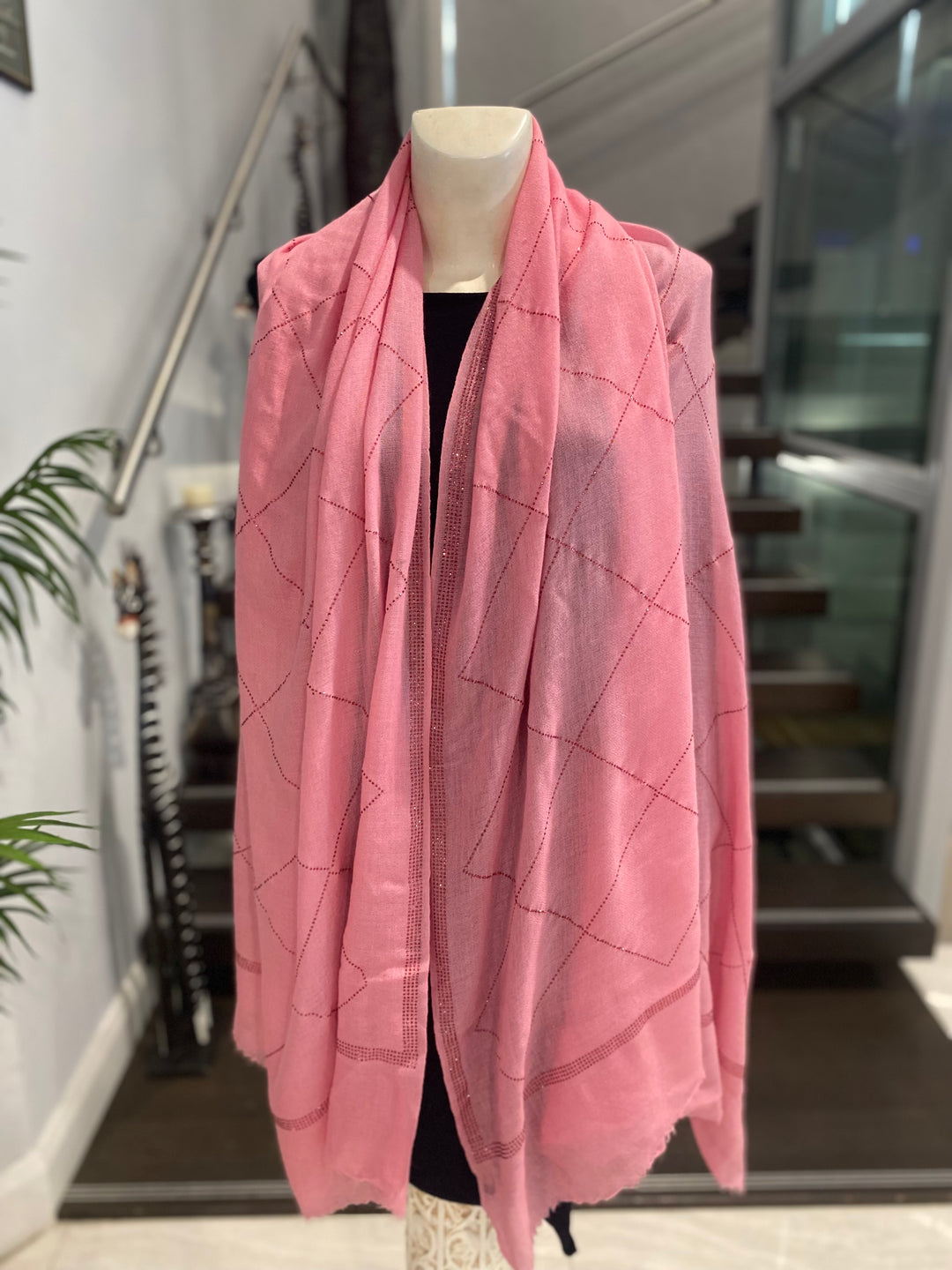 Pink Julian Cashmere Pashmina Swarovski Crystals Handwoven Wedding Wrap Shawl