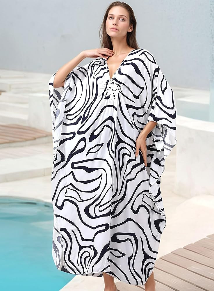Leopard Tropical Resort Cotton Bamboo Kaftan