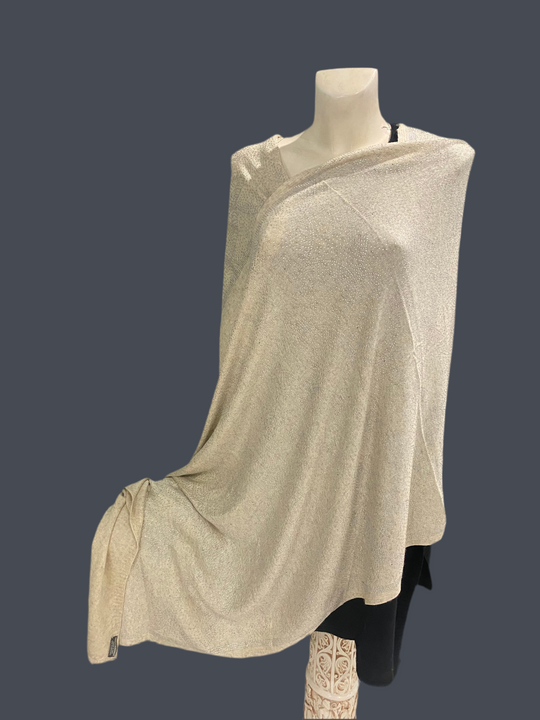 Julian 100% Cashmere Knitted Oversized  Swarovski Crystals Wedding Wrap Ivory