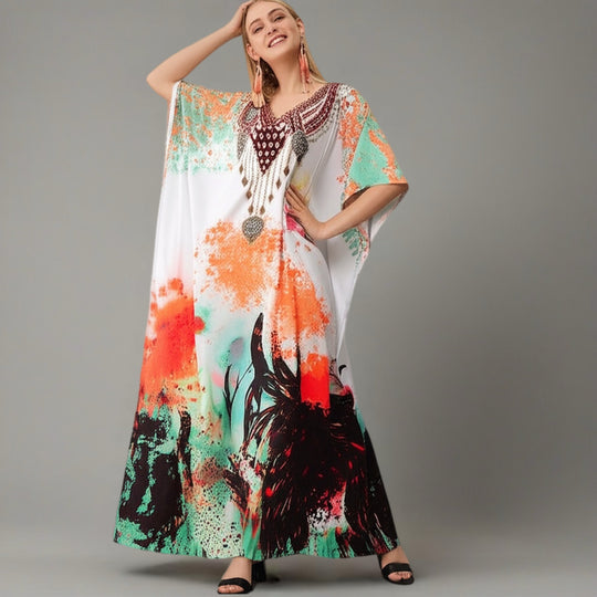 Mia Long Embellished Kaftan Dress