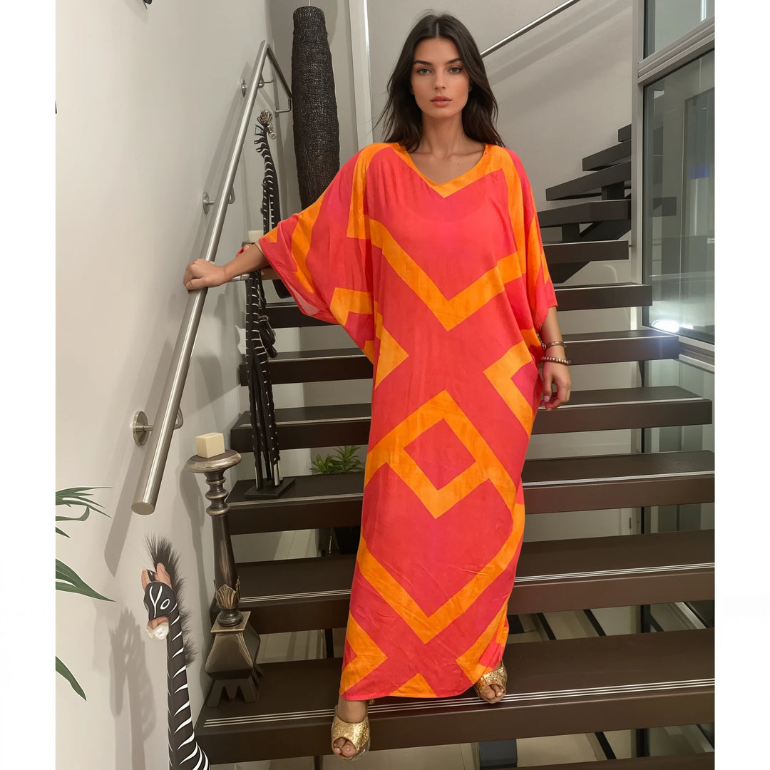 Tropical cotton rayon Kaftan Sizes Available AU 26-32