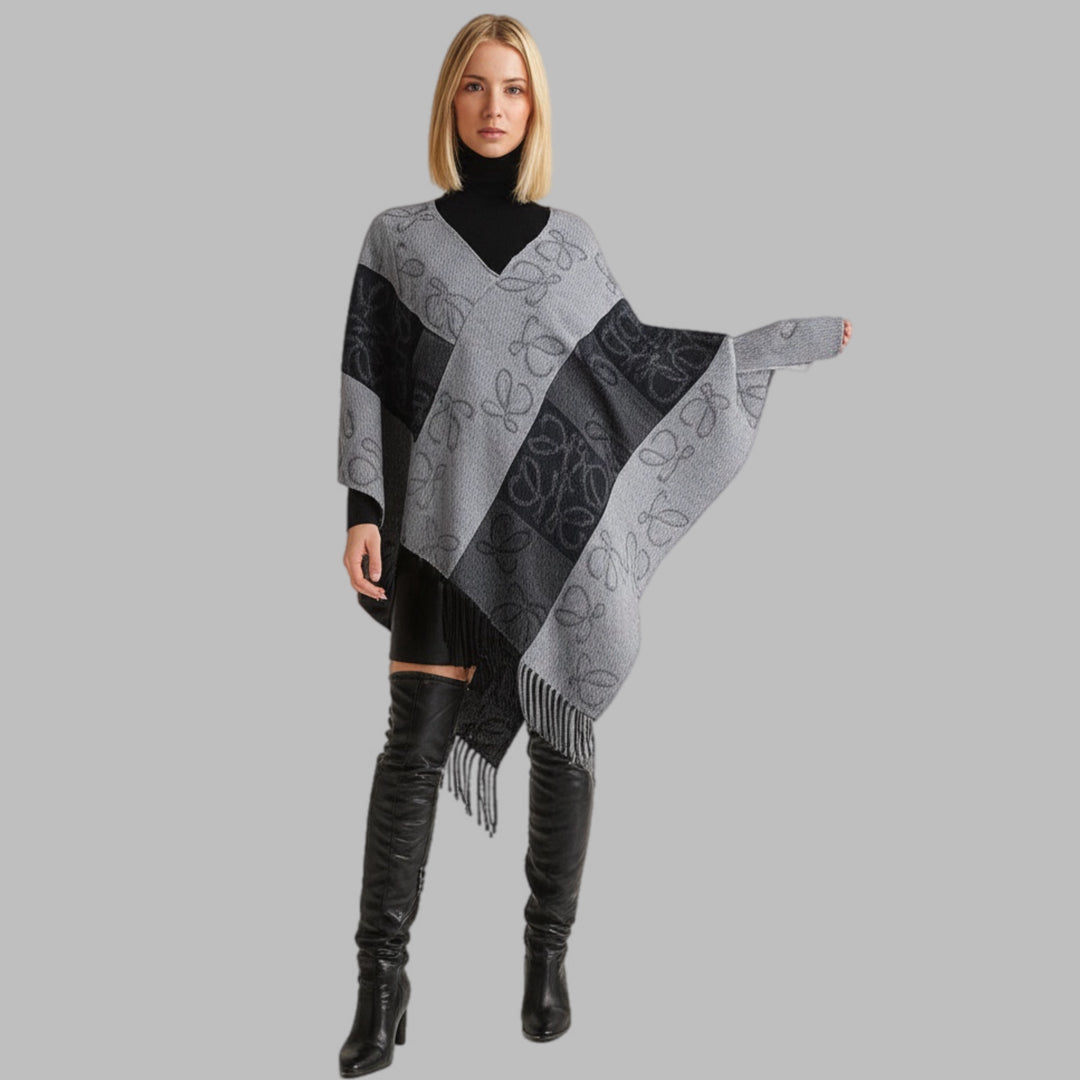 Diea Grey Black Winter Topper/ Poncho