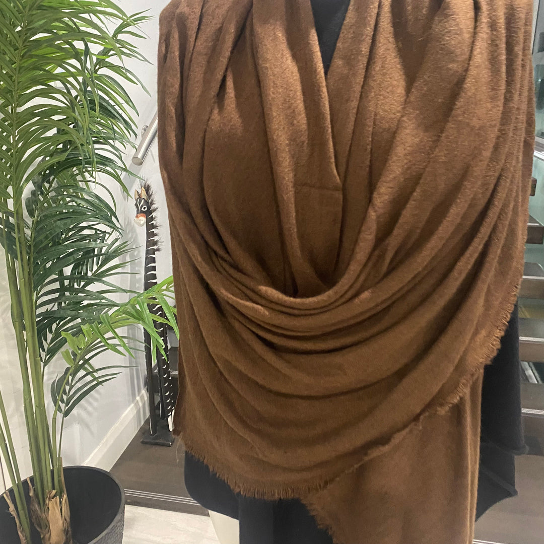 Coffee Brown Julian handwoven pure cashmere scarf