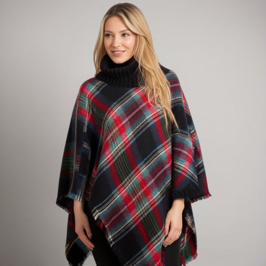 Deia Turtleneck poncho shawl wrap
