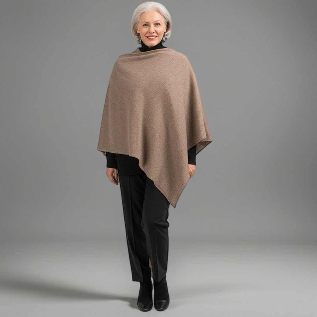 Brown Tan Pure Cashmere Julian Poncho