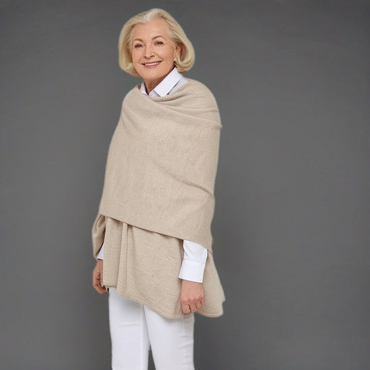 Julian Flexi Knitted 100% Cashmere wrap-Oatmeal