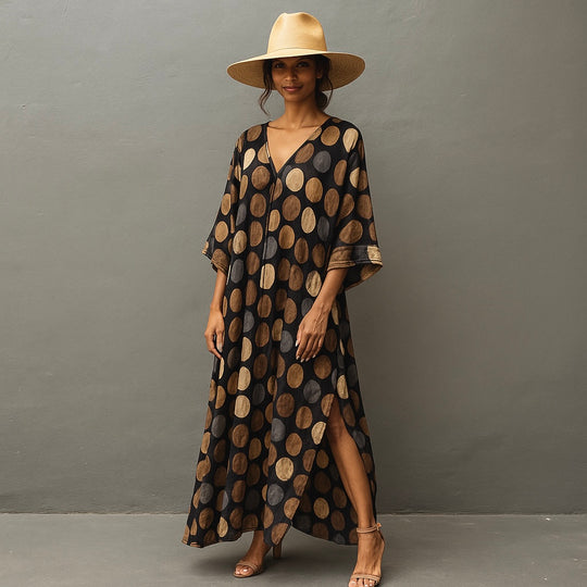 Maya Black Brown Boho Cotton Rayon kaftan - Sizes Available AU 14-30