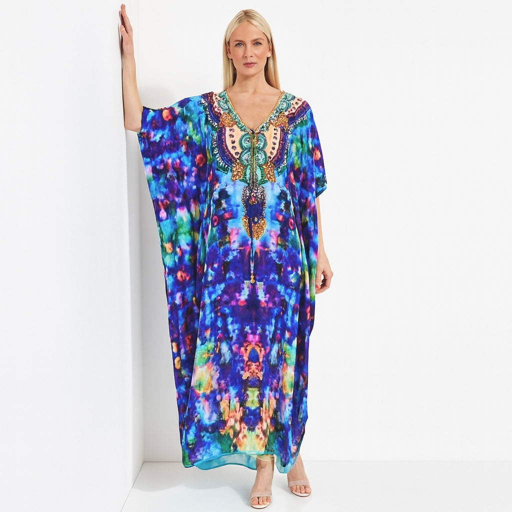 Mauves Maya Resort Wear Kaftan-Front tie with embellishments.Sizes Available AU 16-30