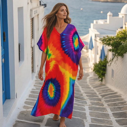 Mia Colourful Breezy Maxi kaftan Free Size-More styles available