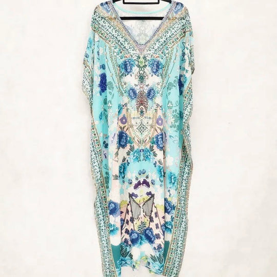 Free Size Mia Embellished Kaftan – Mid Length, Beach Chic