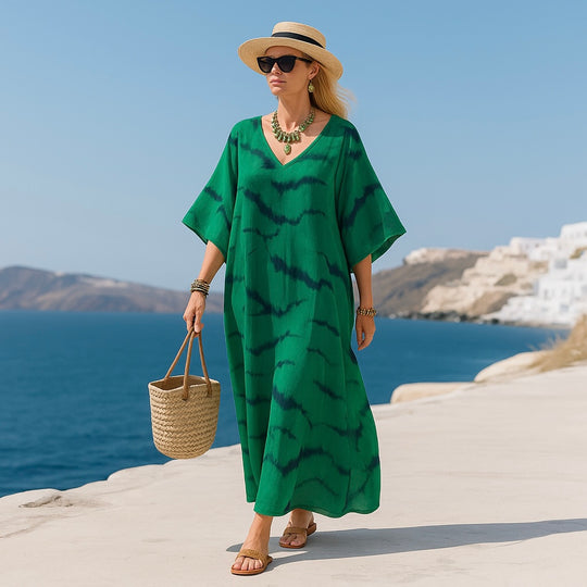 Maya Green Black Boho kaftan dress - Sizes Available AU 14-30