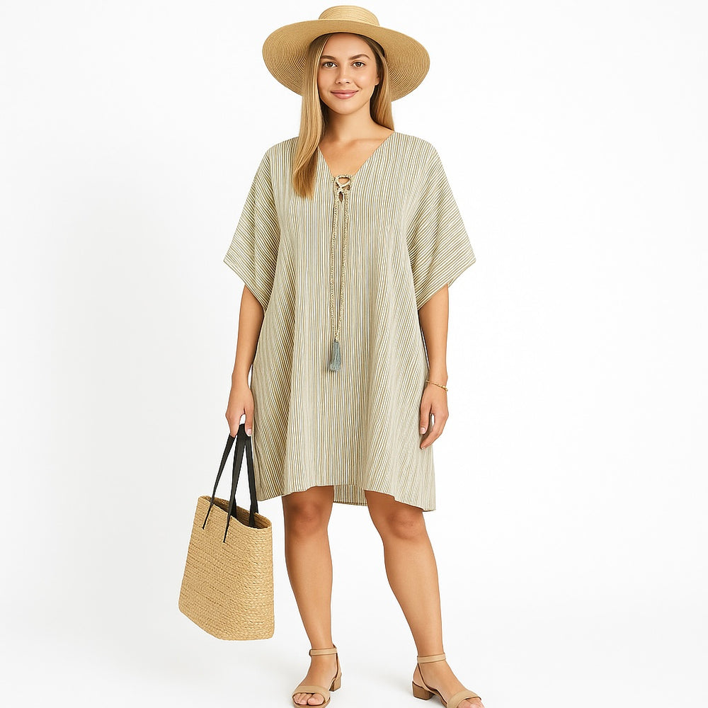 Maya Stripes Short Kaftan Top Tunic Sizes Available AU 14-30