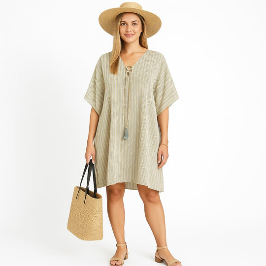 Maya Stripes Short Kaftan Top Tunic Sizes Available AU 14-30