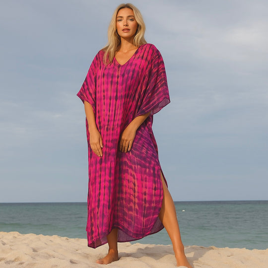 Hot Pink Maya Tie Dye Kaftan One Size Fits All AU 12-26