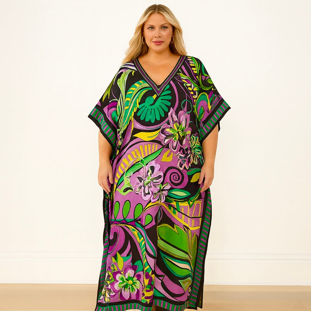 Plus Size Tropical cotton rayon Kaftan Size-28-32