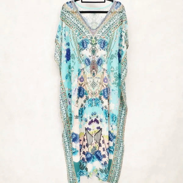 Free Size Mia Embellished Kaftan – Mid Length, Beach Chic