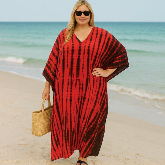 Red Black Tie dye Rayon Maya Kaftan 12-24