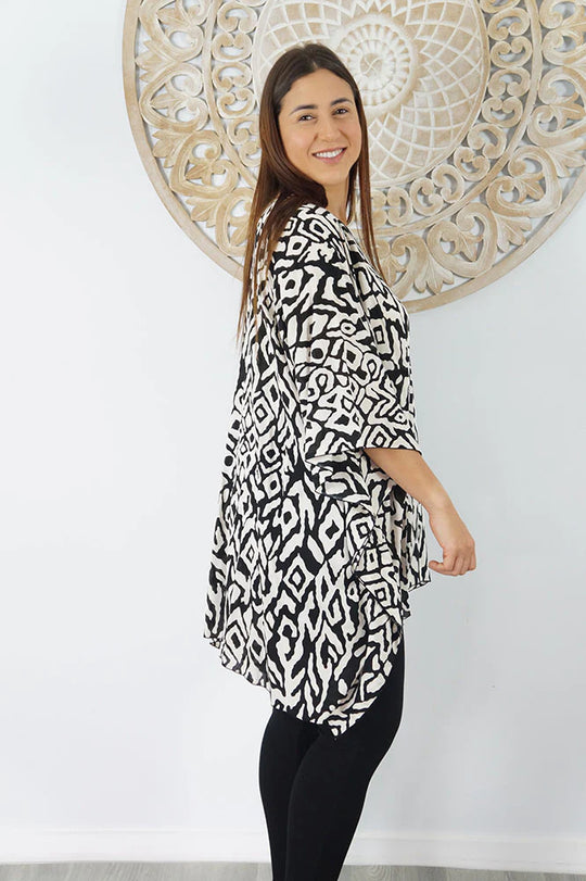 Maya Short Tunic Black n White