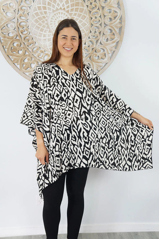 Maya Short Tunic Black n White