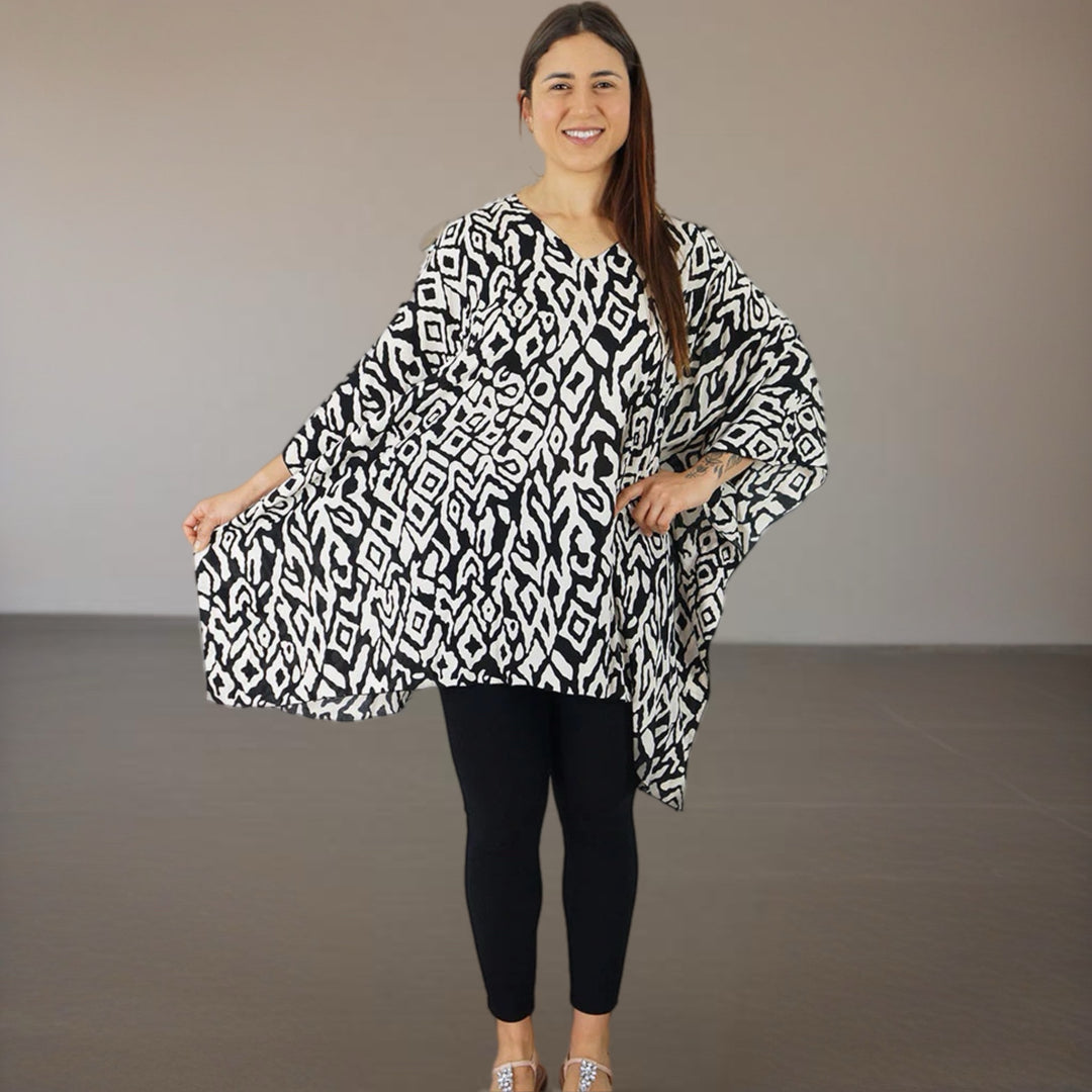 Maya Short Tunic Black n White