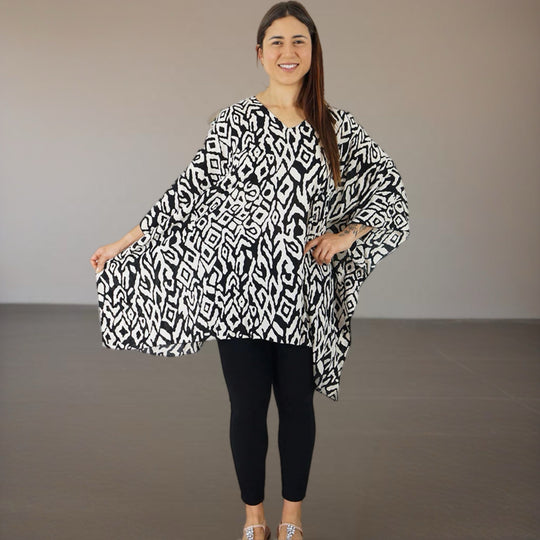 Maya Short Tunic Black n White