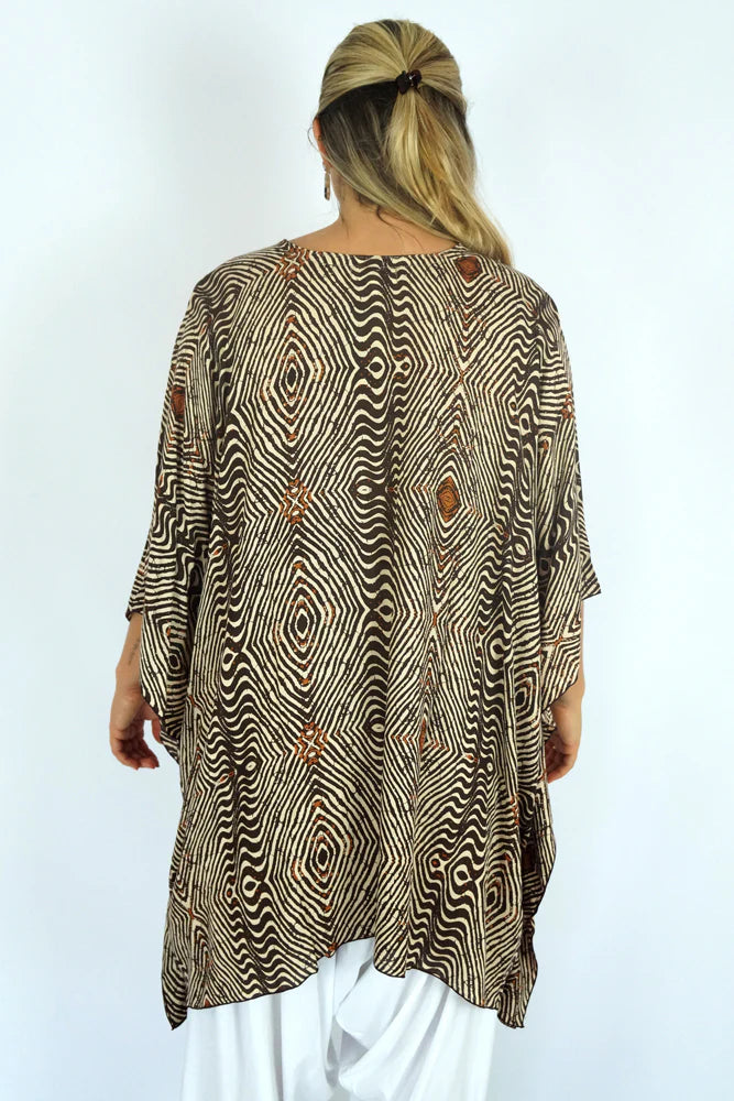 Brown Maya Short Top Tunic One Size 14-26