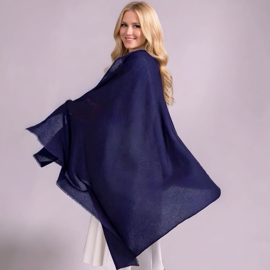 Navy Blue Julian 100% Ultra fine Pashmina cashmere oversized scarf/ wrap/ shawl