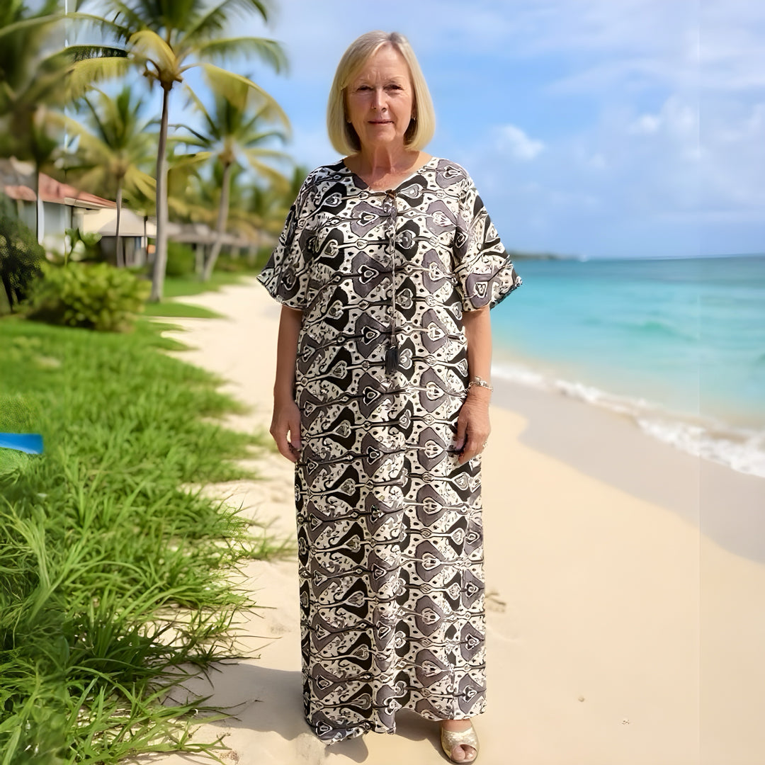 Maya Tropical Resort Cotton Bamboo Kaftan Dress