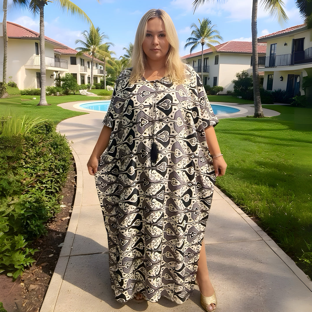 Maya Tropical Resort Cotton Bamboo Kaftan Dress