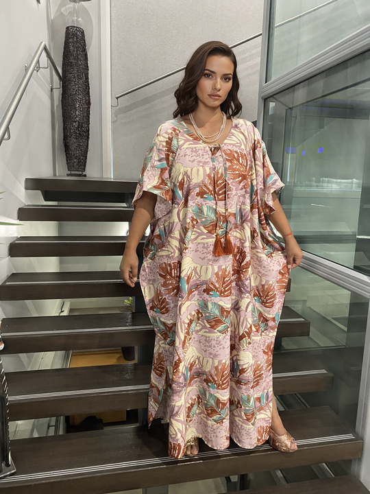 Rusty palms Maya Kaftan Dress with Front tassels Sizes Available AU 12-26