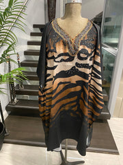Maya Embellished Silk Mix kaftan Tunic Top  14-28