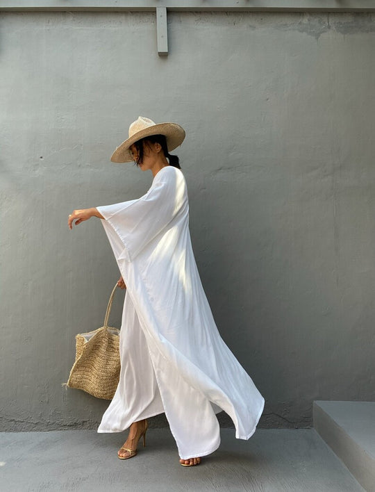 Maya White Casual Kaftan Dress -Sizes Available AU 12-30