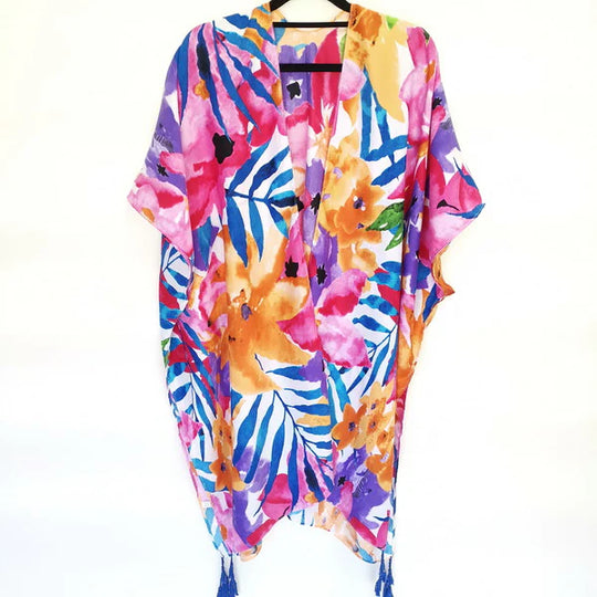 Maya water colour Tassel Open Kimono Free size