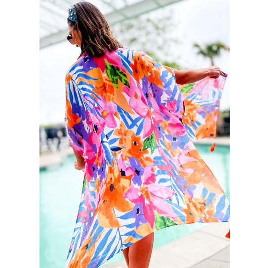 Maya water colour Tassel Open Kimono Free size