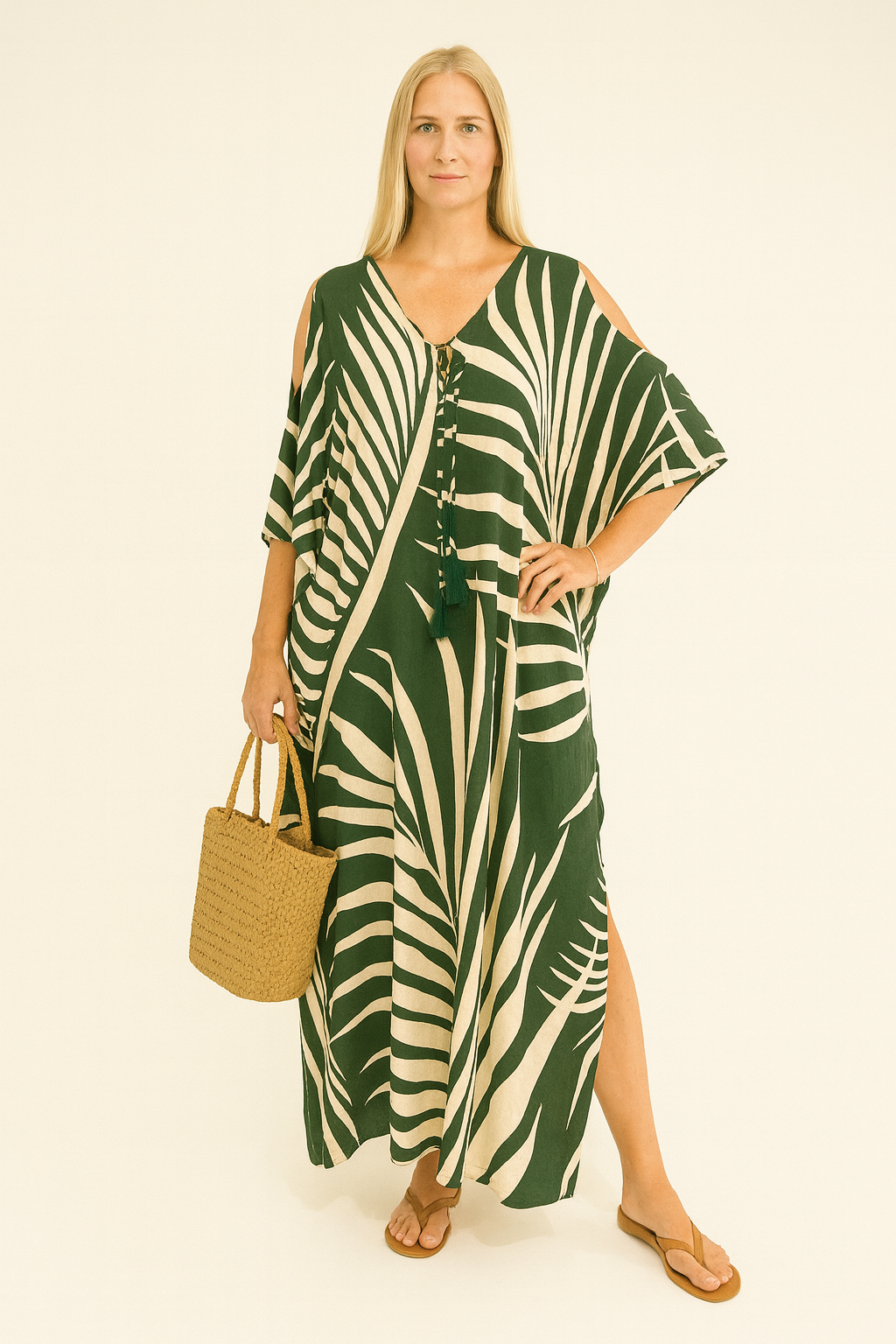 Maya Rayon Cold Shoulder Long Kaftan. Sizes Available AU 8-14