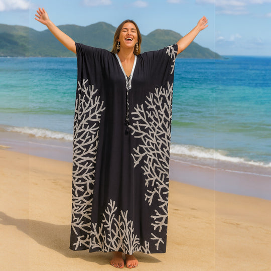 Black Silk Luxurious Coco Bella kaftan 12-20