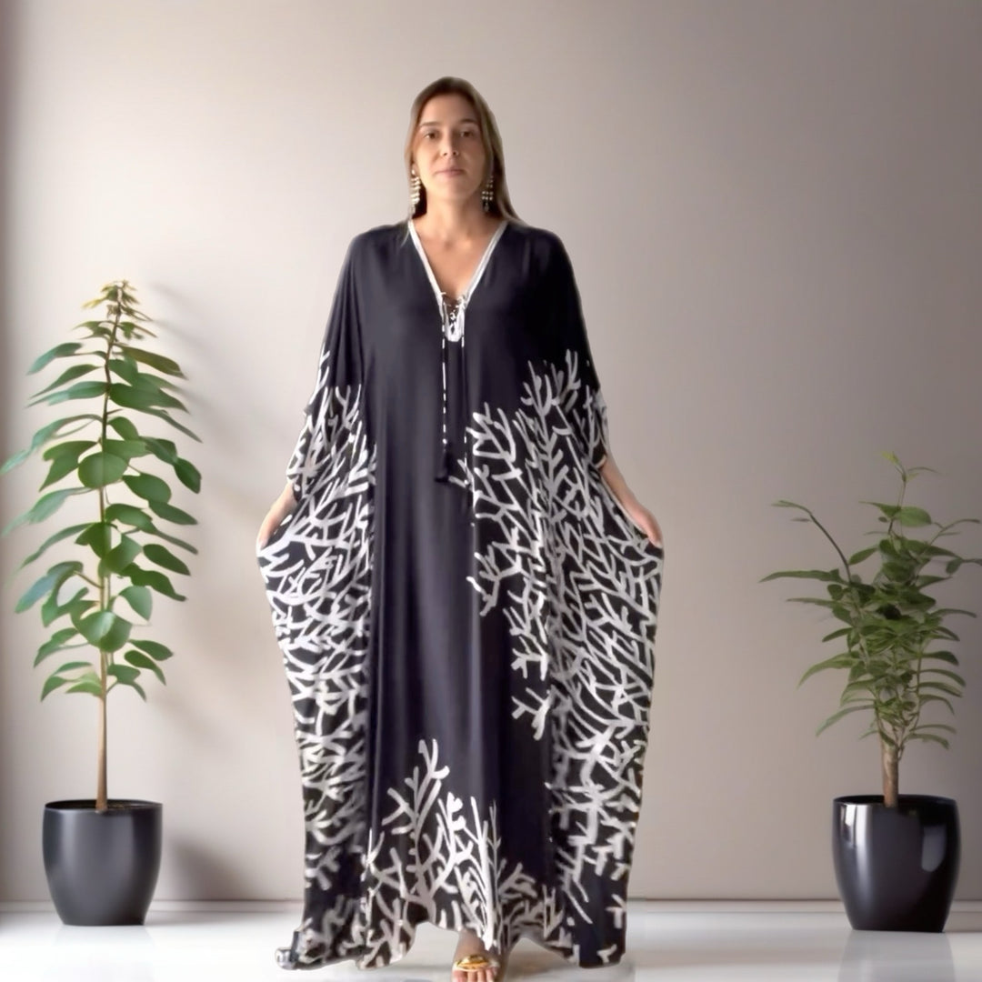 Black Silk Luxurious Coco Bella kaftan 12-20