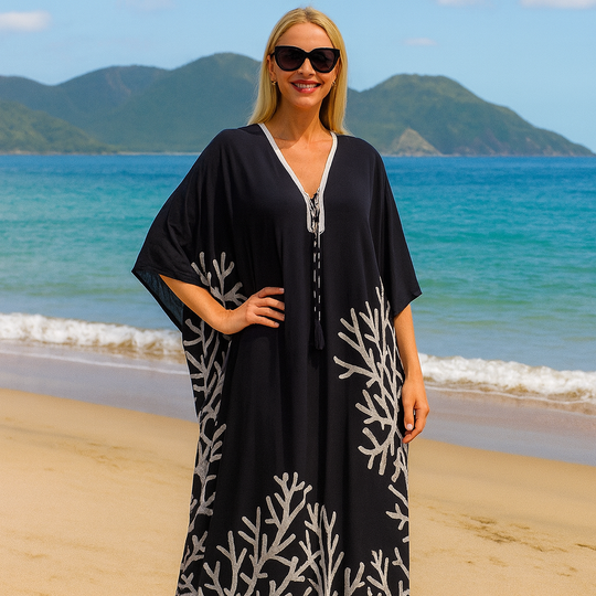 Black Silk Luxurious Coco Bella kaftan 12-20