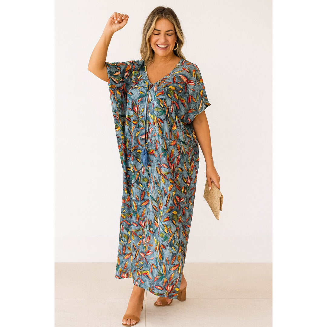 Tropical Resort Cotton Bamboo Kaftan Dress