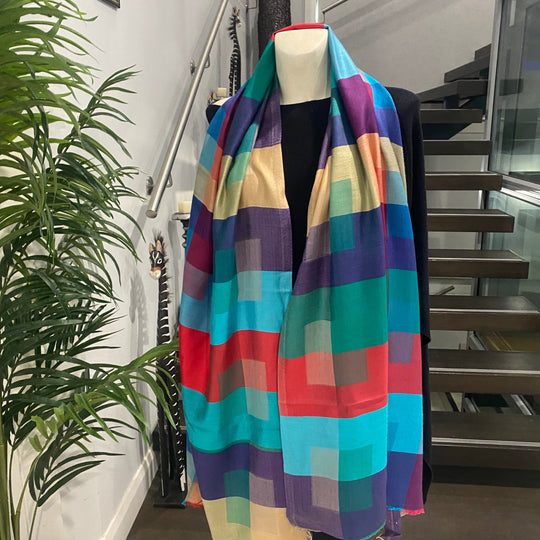 Julian Colour Zen Wool Silk Blend Wrap/ Scarf