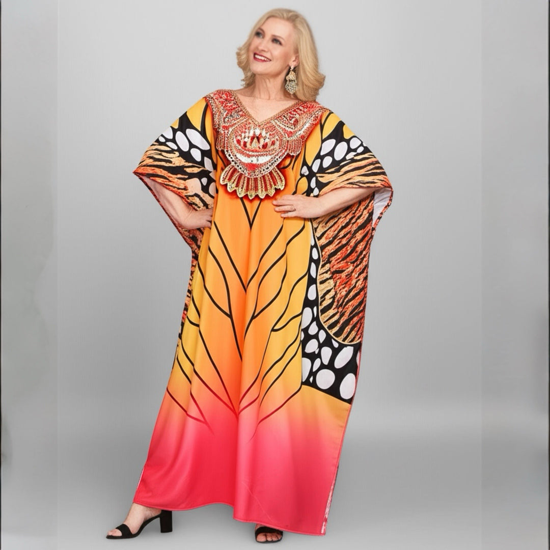 Mia Long Embellished Kaftan Dress