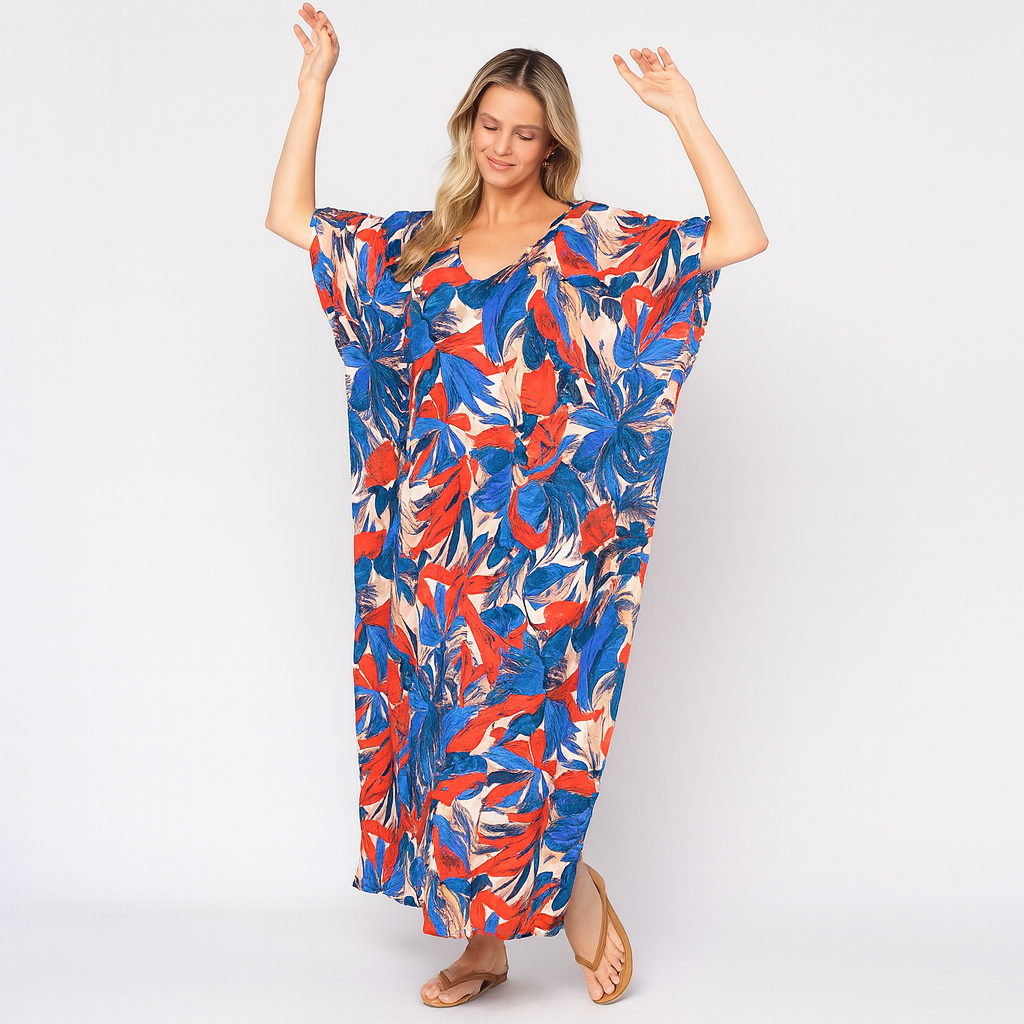 Maya Cool Breezy Rayon Resort Kaftan Dress 12-22