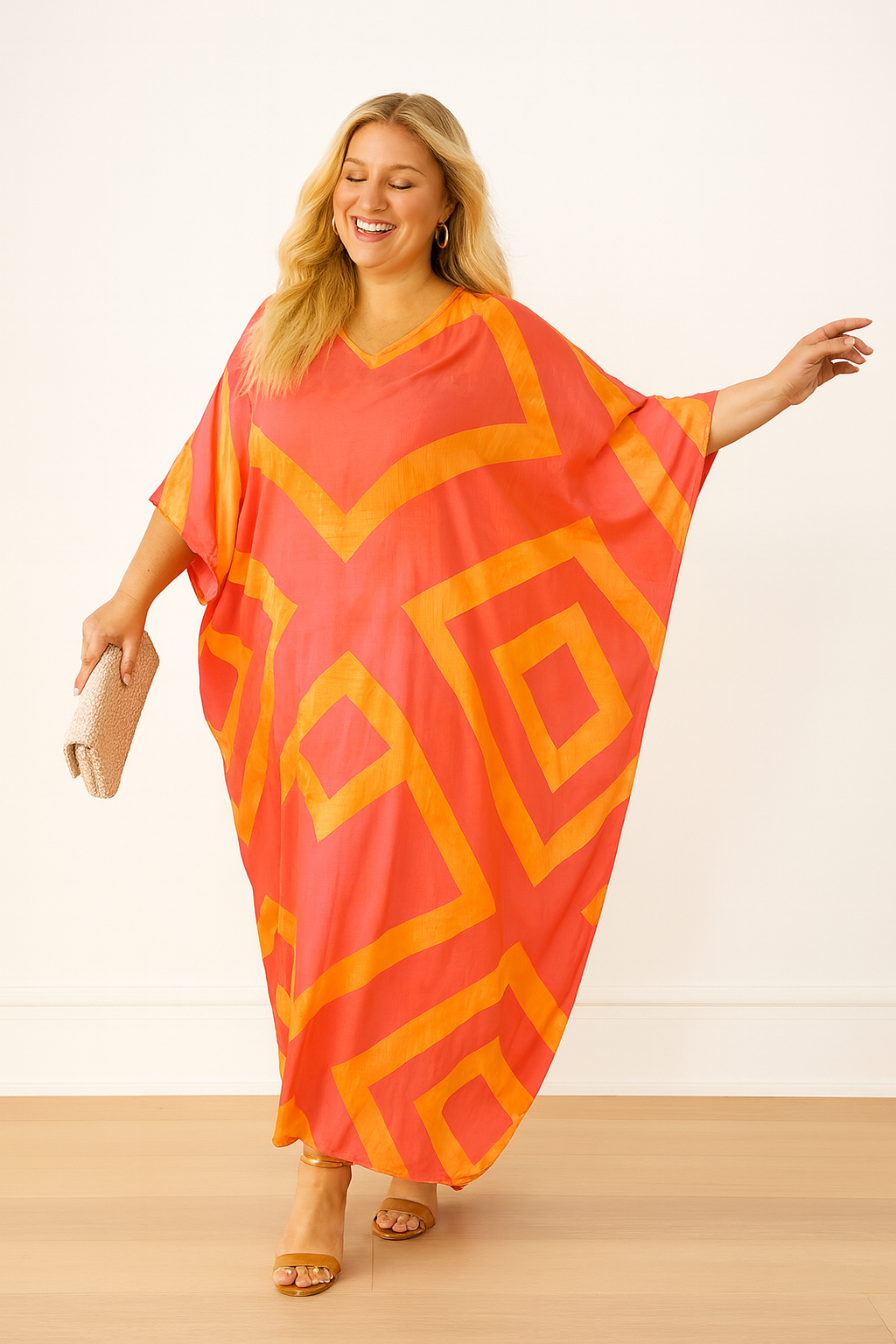 Maya Plus Size Tropical rayon Kaftan Size-26-32