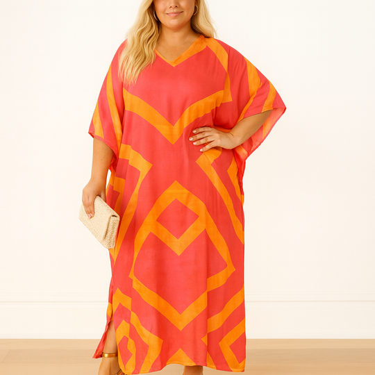 Maya Plus Size Tropical rayon Kaftan Size-26-32