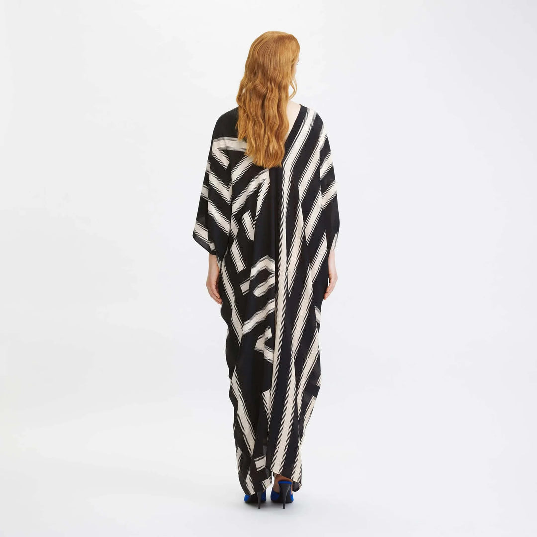 Maya Abstract Monochrome Flowy Kaftan