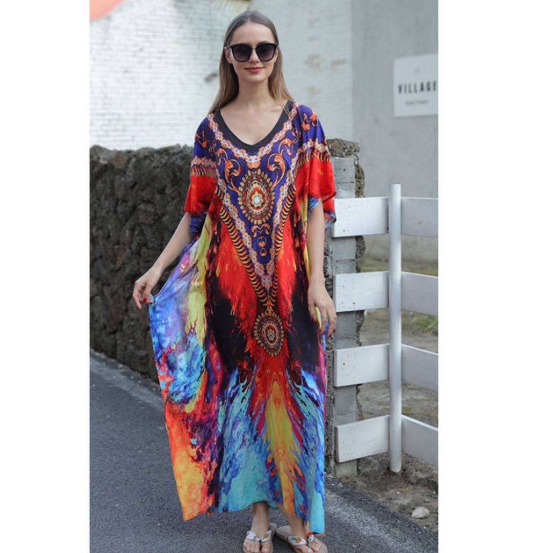 Mia Sheer Embellished Kaftan Mid length Free Size