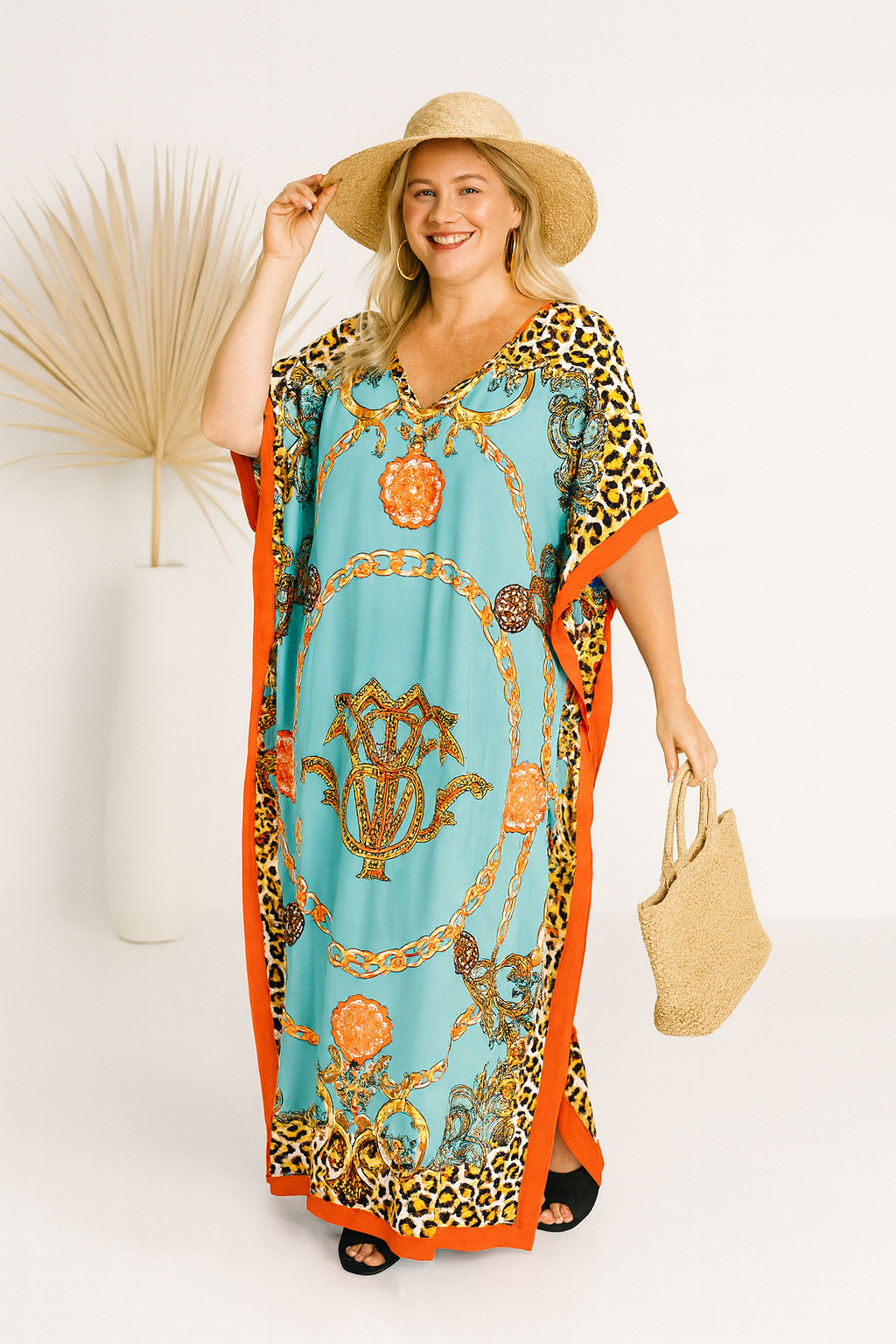 Green Safari Embellished Maya kaftan AU 18-26