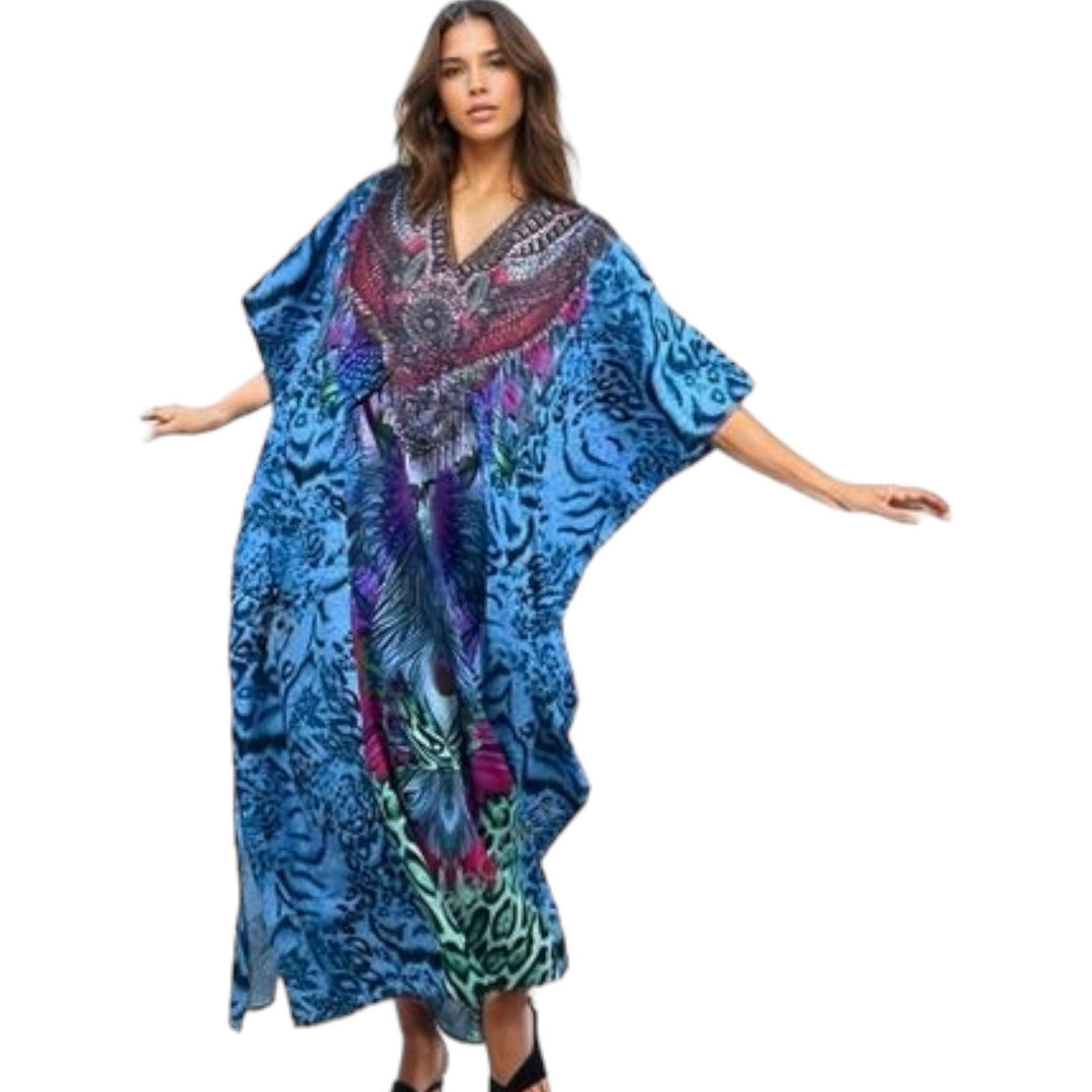 Blue Mia Long Kaftan-One Size AU 10-22